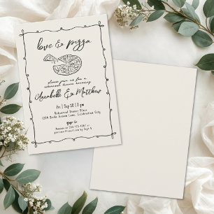 Invitación Cena de Ensayo de Boda de Pizza Dibujada a Mano