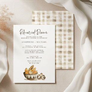 Invitación Cena de Ensayo de Boda de Pollo de Granja Country