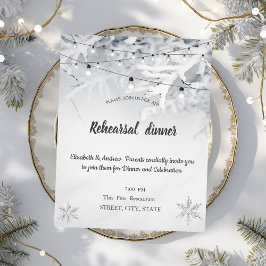 Invitación Cena de Ensayo de Boda de Ramas de Nieve de Invier