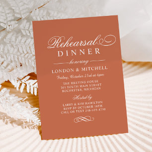 Invitación Cena de ensayo de boda de terracota elegante