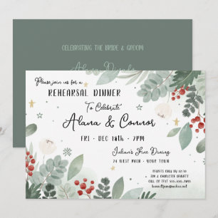 Invitación Cena de ensayo de Boda de vacaciones de diciembre
