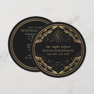 Invitación Cena de ensayo de boda del Sol y la Luna del Tarot