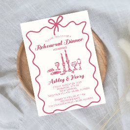 Invitación Cena de ensayo de boda dibujada a mano