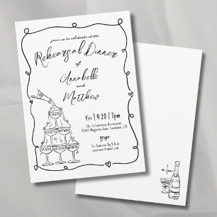 Invitación Cena de Ensayo de Boda Dibujada a Mano con Caprich