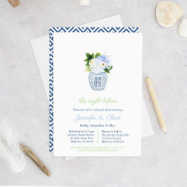 Invitación Cena de Ensayo de Boda Elegante Azul y Blanco