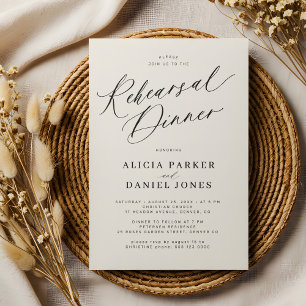 Invitación Cena de ensayo de boda elegante crema marfil