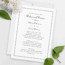 Invitación Cena de Ensayo de Boda Elegante en Blanco y Negro