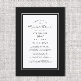 Invitación Cena de Ensayo de Boda Elegante en Blanco y Negro
