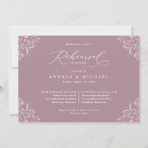 Invitación Cena de ensayo de boda elegante en color malva