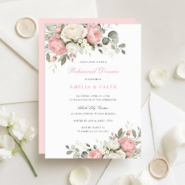 Invitación Cena de ensayo de boda elegante floral rosa rubor