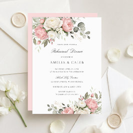 Invitación Cena de ensayo de boda elegante floral rosa rubor