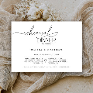 Invitación Cena de Ensayo de Boda Elegante la Noche Anterior