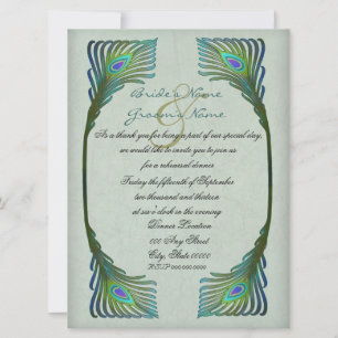 Invitación Cena de ensayo de boda elegante pavo real vintage