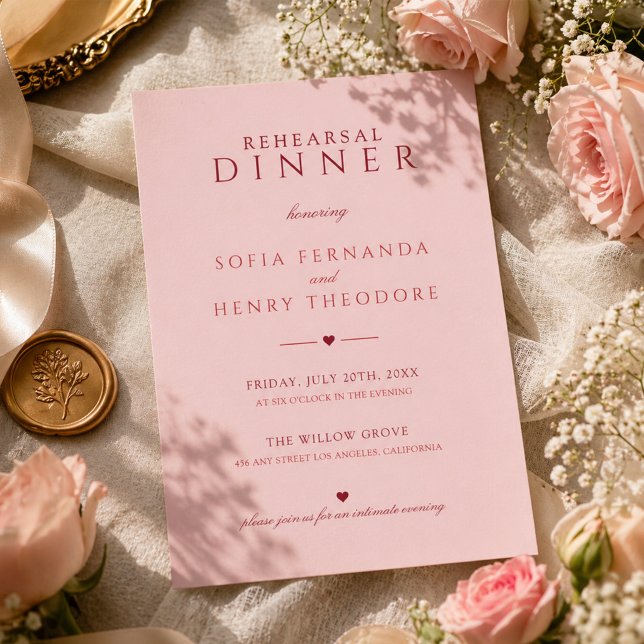 Invitación Cena de Ensayo de Boda Elegante Rosa Claro (Subido por el creador)