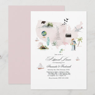 Invitación Cena de Ensayo de Boda en Destino de EE. UU.