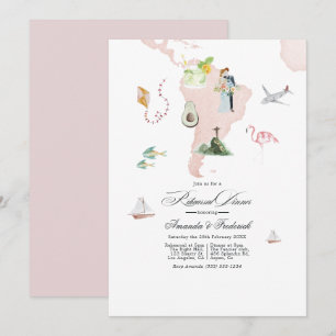 Invitación Cena de Ensayo de Boda en Destino de Sudamérica