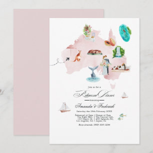 Invitación Cena de ensayo de boda en destino en Australia