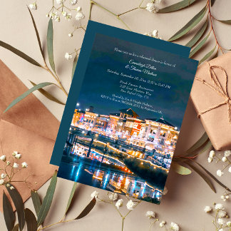 Invitación Cena de ensayo de boda en el río Napa al atardecer