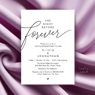 Invitación Cena de Ensayo de Boda, Escritura Moderna y Elegan