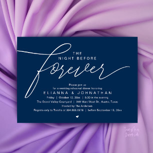 Invitación Cena de Ensayo de Boda, Escritura Moderna y Elegan