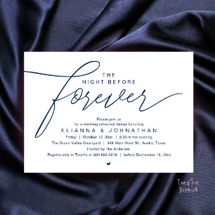 Invitación Cena de Ensayo de Boda, Escritura Moderna y Elegan