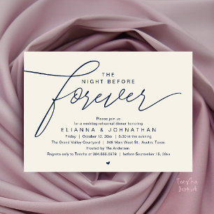 Invitación Cena de Ensayo de Boda, Escritura Moderna y Elegan