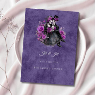 Invitación Cena de Ensayo de Boda Esqueleto Gótico