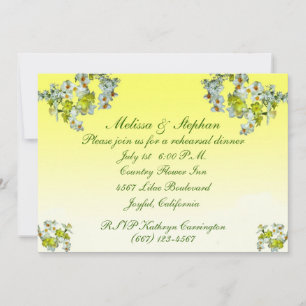 Invitación Cena de ensayo de Boda floral amarillo