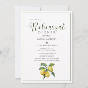 Invitación Cena de ensayo de boda floral amarillo limón
