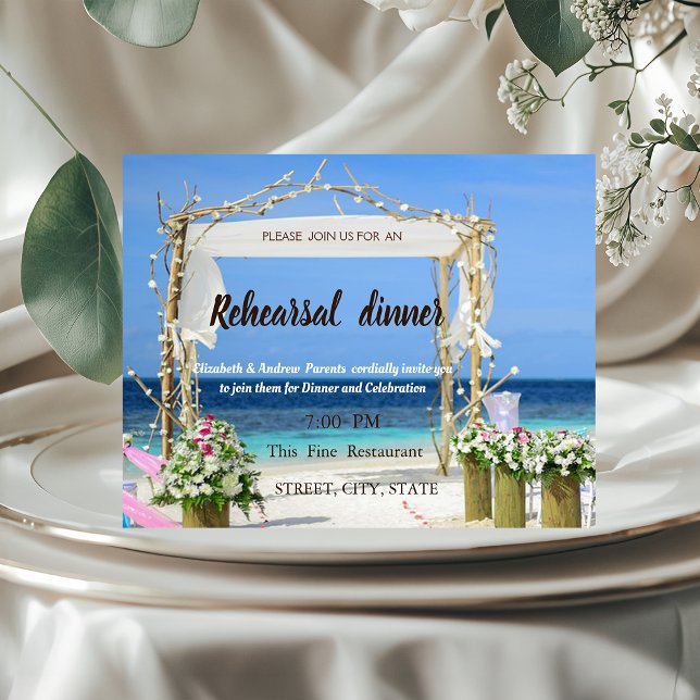 Invitación Cena de ensayo de boda floral Beach Arbor (Subido por el creador)