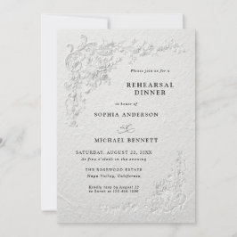 Invitación Cena de Ensayo de Boda Floral con Relieve Falso