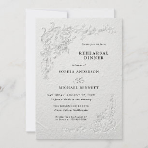 Invitación Cena de Ensayo de Boda Floral con Relieve Falso