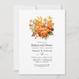 Invitación Cena de ensayo de boda floral de caqui