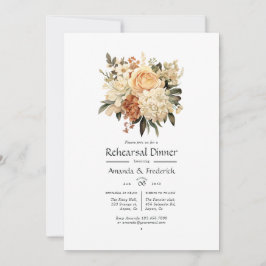 Invitación Cena de ensayo de boda floral de champán y marfil
