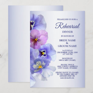Invitación Cena de ensayo de boda floral de pensamiento y lil