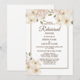 Invitación Cena de ensayo de boda floral moderna rosa blanca