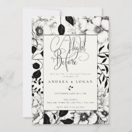 Invitación Cena de ensayo de Boda floral negro