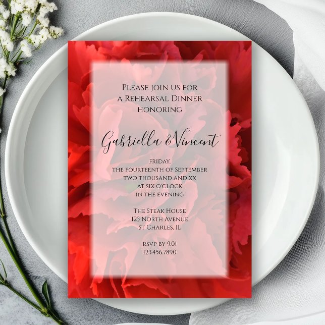 Invitación Cena de ensayo de Boda floral rojo (Subido por el creador)