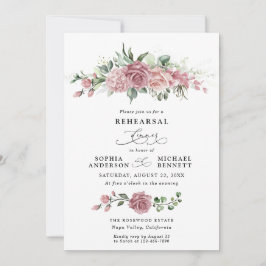 Invitación Cena de ensayo de boda floral rosa polvoriento