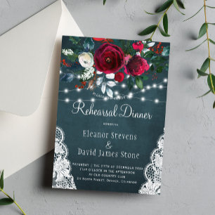 Invitación Cena de ensayo de boda floral rústica chic de invi