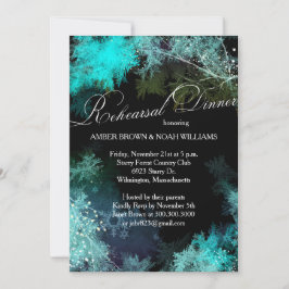 Invitación Cena de ensayo de Boda forestal nocturno