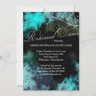 Invitación Cena de ensayo de Boda forestal nocturno