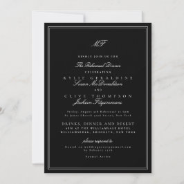Invitación Cena de Ensayo de Boda Formal en Blanco y Negro