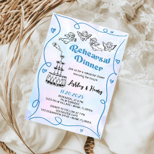 Invitación Cena de ensayo de boda funky dibujada a mano
