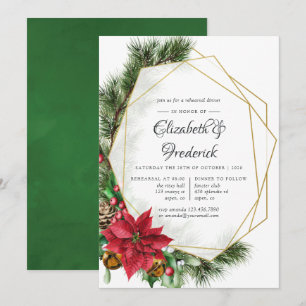 Invitación Cena de ensayo de boda geométrica de Navidad
