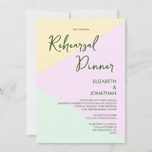 Invitación Cena de ensayo de boda geométrica pastel silenciad
