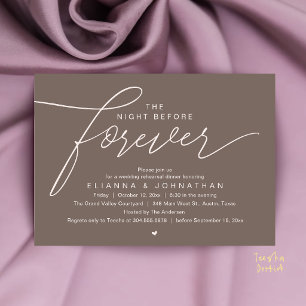 Invitación Cena de Ensayo de Boda, Guion Elegante Moderno