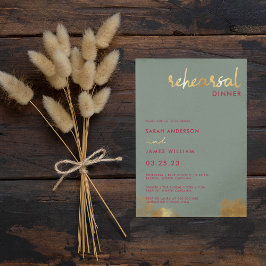 Invitación Cena de ensayo de boda magenta y oro moderno con s