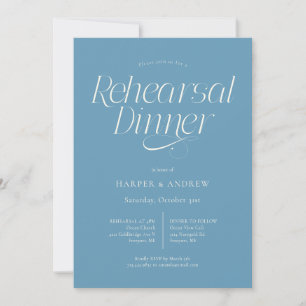 Invitación Cena de ensayo de boda minimalista azul denim