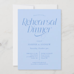 Invitación Cena de ensayo de boda minimalista azul hielo